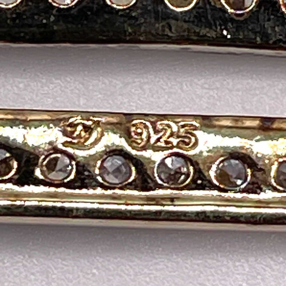 Danecraft 24K Gold Over Sterling Pave Rhinestone Drop Pierced Earrings - Picture 9 of 13